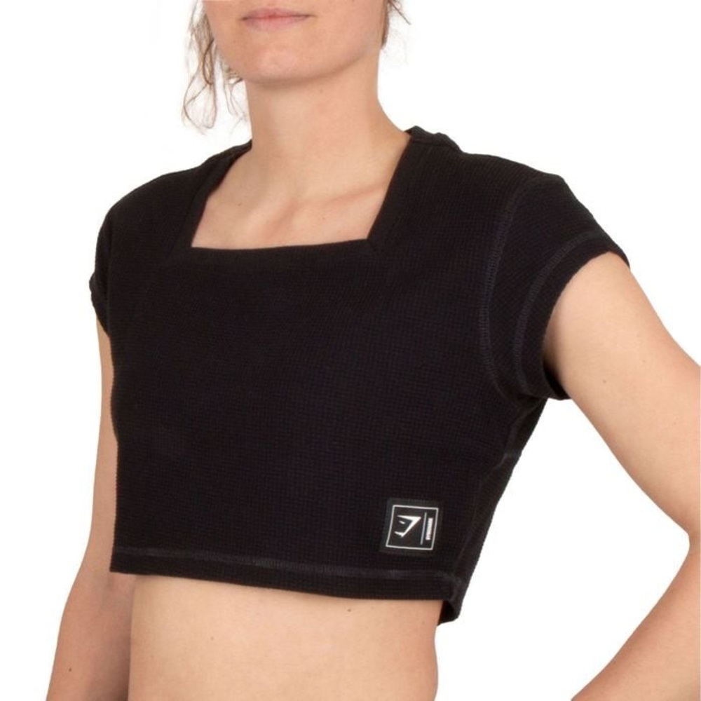 Gymshark waffle weave black cro top M